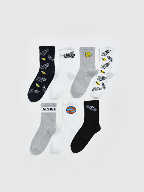 LCW Kids Desenli Erkek Çocuk Soket Çorap 7'li - S5AB86Z4-K00