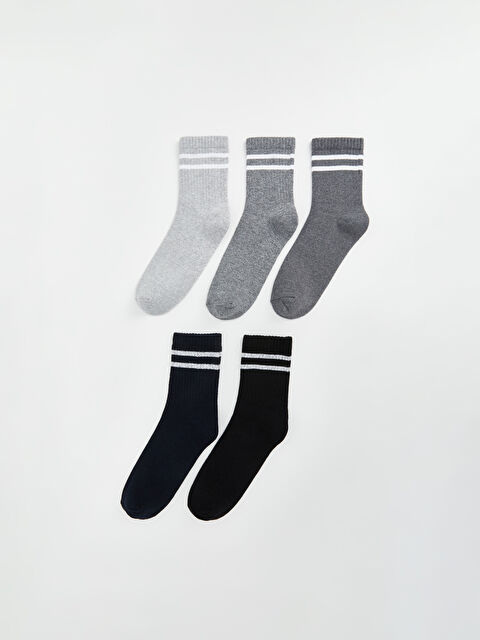 LCW Kids Çizgili Erkek Çocuk Soket Çorap 5'li - S5AB98Z4-K00