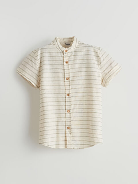 LCW Kids Çizgili Keten Karışımlı Erkek Çocuk Gömlek - S5AC12Z4-LFD