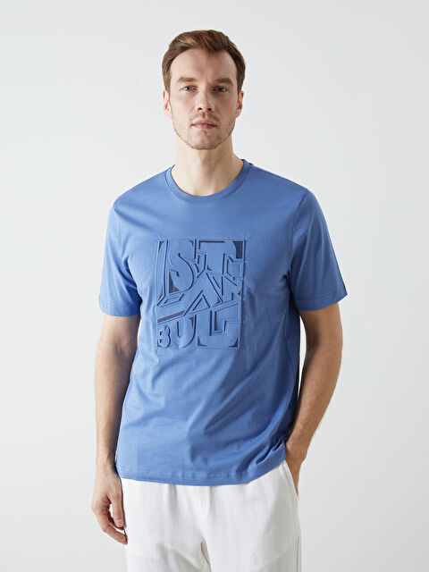 LCWAIKIKI Classic Bisiklet Yaka Kısa Kollu Baskılı Penye Erkek Tişört - S5AC41Z8-QKN