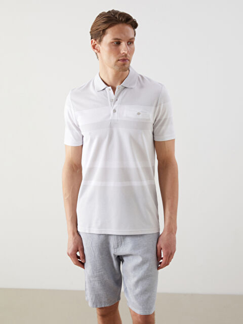 LCWAIKIKI Classic Polo Yaka Çizgili Merserize Görünümlü Erkek Tişört - S5AC57Z8-LFX