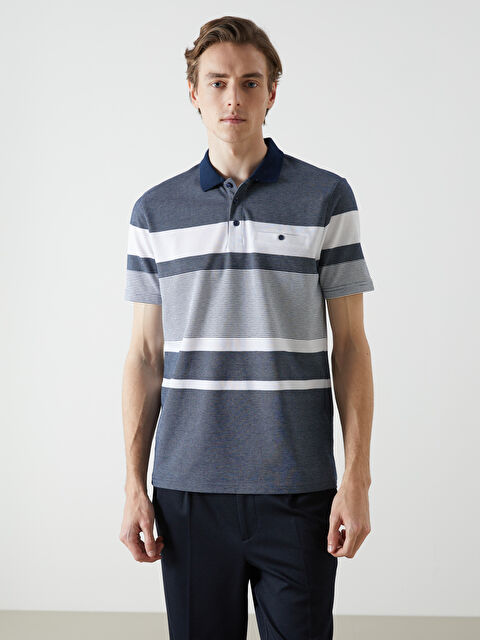 LCWAIKIKI Classic Polo Yaka Çizgili Merserize Görünümlü Erkek Tişört - S5AC57Z8-LGS
