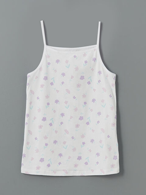 LCW Kids Kare Yaka Çiçekli Kız Çocuk Atlet - S5AC68Z4-LU8