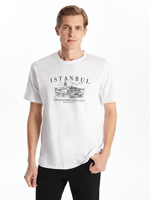 LCWAIKIKI Classic Bisiklet Yaka Kısa Kollu İstanbul Baskılı Penye Erkek Tişört - S5AC82Z8-Q6K