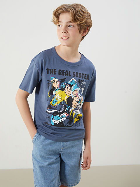 LCW Kids Bisiklet Yaka Nostaljik Maymun Baskılı Kısa Kollu Erkek Çocuk Tişört - S5AD22Z4-YLA