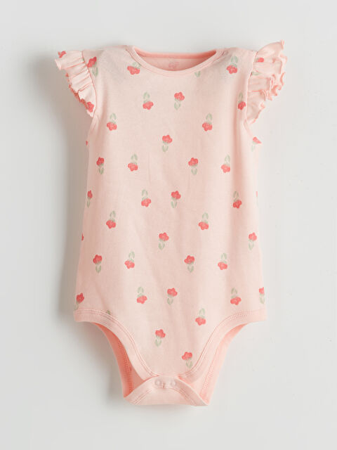 LCW baby Bisiklet Yaka Çiçek Baskılı Kız Bebek Çıtçıtlı Body - S5AD33Z1-LT4