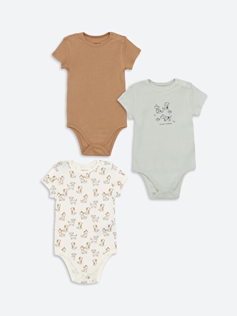 LCW baby Bisiklet Yaka Erkek Bebek Çıtçıtlı Bodysuit 3'lü - S5AD47Z1-LQA