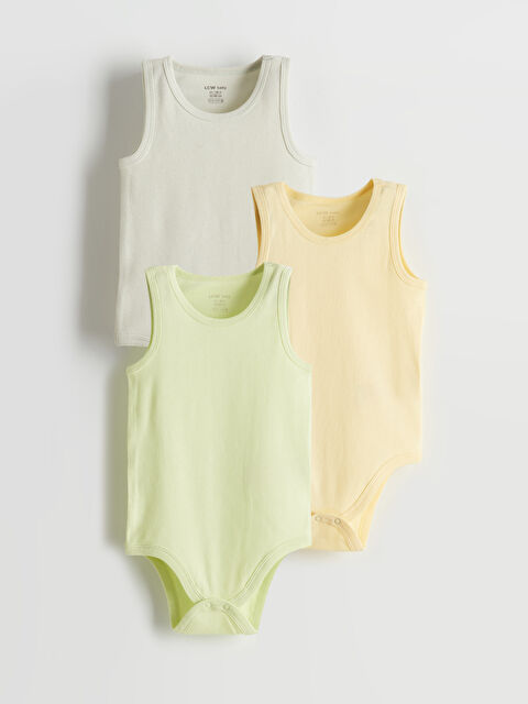 LCW baby Bisiklet Yaka Erkek Bebek Çıtçıtlı Bodysuit 3'lü - S5AD64Z1-YNF