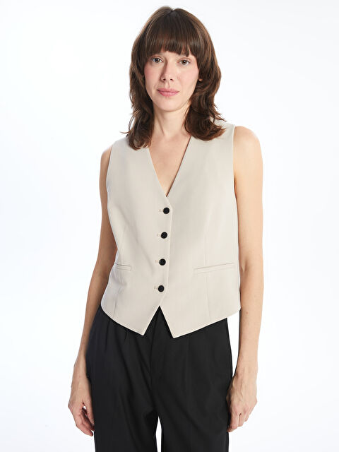 LCWAIKIKI Classic Класически дамски елек с V-образно деколте - S5AE09Z8-FGB