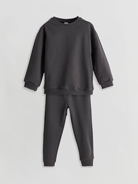 LCW baby Bisiklet Yaka Kız Bebek Sweatshirt ve Pantolon 2'li Takım - S5AE12Z1-YY2