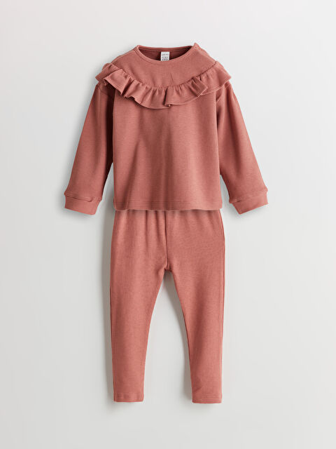 LCW baby Fırfırlı Basic Kız Bebek Pijama Takım - S5AE18Z1-S61