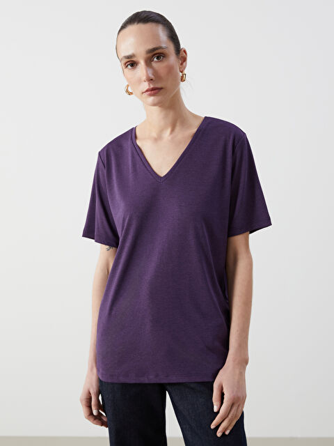 LCWAIKIKI Classic V Yaka Kadın Tişört - S5AG34Z8-ECU