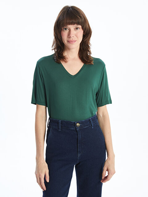 LCWAIKIKI Classic V Yaka Kadın Tişört - S5AG34Z8-HPP