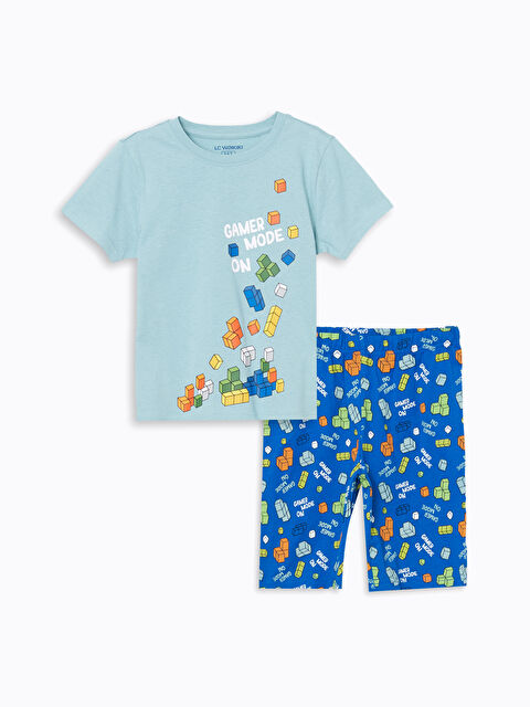 LCW Kids Bisiklet Yaka Erkek Çocuk Şortlu Pijama Takımı - S5AG68Z1-FKE