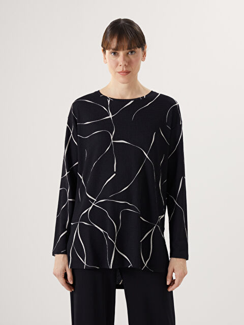 LCWAIKIKI Classic Bisiklet Yaka Desenli Kadın Bluz - S5AH02Z8-LQJ