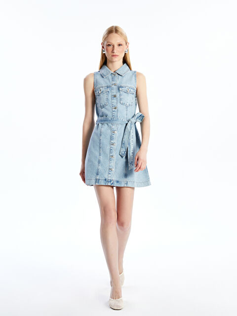 LCW Vision Gömlek Yaka Jean Elbise - S5AH52Z8-311