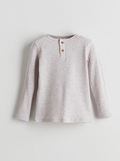 LCW baby Bisiklet Yaka Fitilli Erkek Bebek Pijama Üst - S5AH87Z1-D2Y