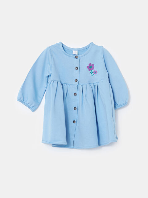 LCW Kids Crew Neck Printed 2 Thread Girls' Dress - S5AH97Z1-QYD