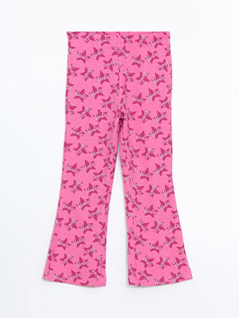 LCW Kids Elasticated Waist Barbie Printed Baby Girls' Flared Leggings - S5AI37Z1-LT4