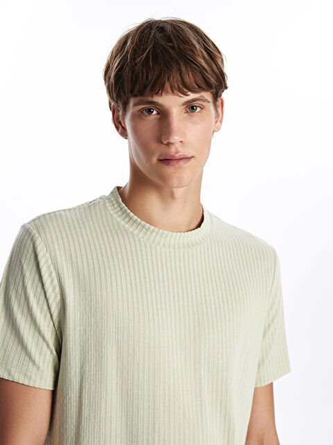 XSIDE Bisiklet Yaka Kısa Kollu Erkek Dokulu Tişört - S5AI69Z8-J1W