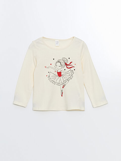 LCW Kids Bisiklet Yaka Baskılı Kız Çocuk Tişört - S5AJ16Z1-FDL