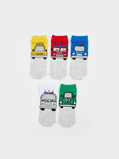 LCW Kids Desenli Erkek Çocuk Patik Çorap 5'li - S5AJ79Z4-K00