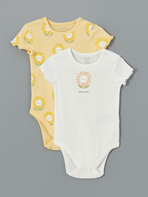 LCW baby Printed Jersey Baby Girls' Snap Bodysuit 2 Pack - S5AK45Z1-LUE