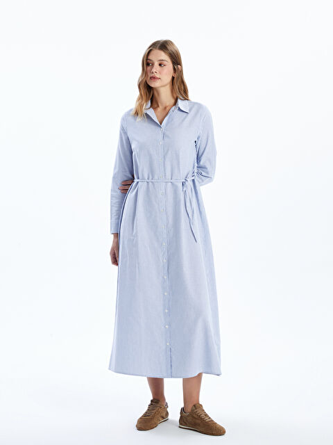 LCWAIKIKI Classic Çizgili Kadın Gömlek Elbise - S5AL20Z8-LEP