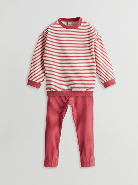 LCW baby Çizgili Kız Bebek Sweatshirt ve Tayt 2'li - S5AL85Z1-LHS