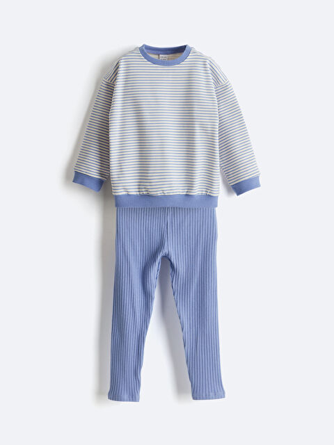 LCW baby Çizgili Kız Bebek Sweatshirt ve Tayt 2'li - S5AL85Z1-LJB