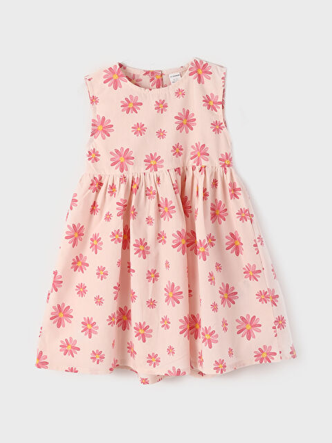 LCW Kids Crew Neck Floral Girls' Poplin Dress - S5AL87Z1-LT4