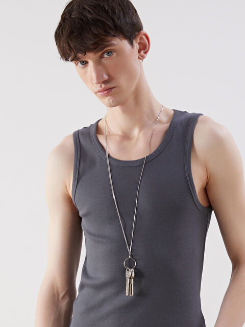 XSIDE Bisiklet Yaka Fitilli Erkek Kolsuz Tişört - S5AN13Z8-HKT