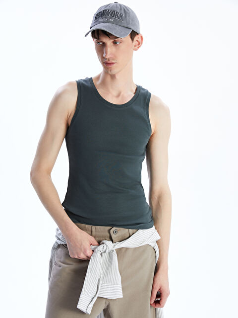 XSIDE Bisiklet Yaka Fitilli Erkek Kolsuz Tişört - S5AN13Z8-HMP