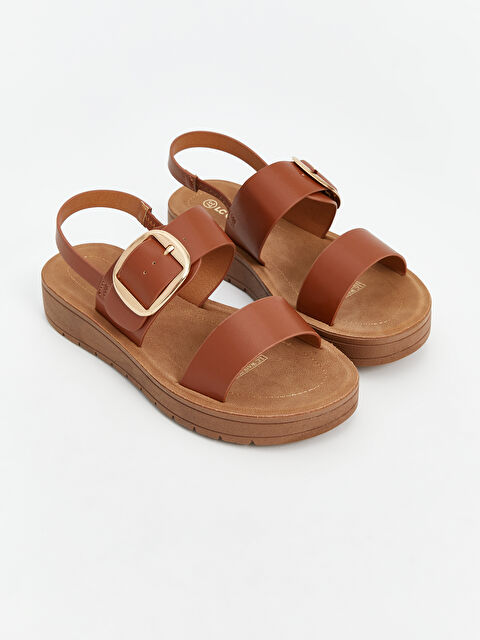 LCW STEPS Cross-Strap Faux Leather Women's Sandals - S5AN41Z8-CZR