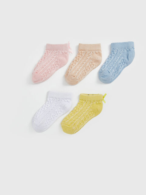 LCW baby Patterned Baby Girls' Trainer Socks 5-Pack - S5AN62Z1-FXB
