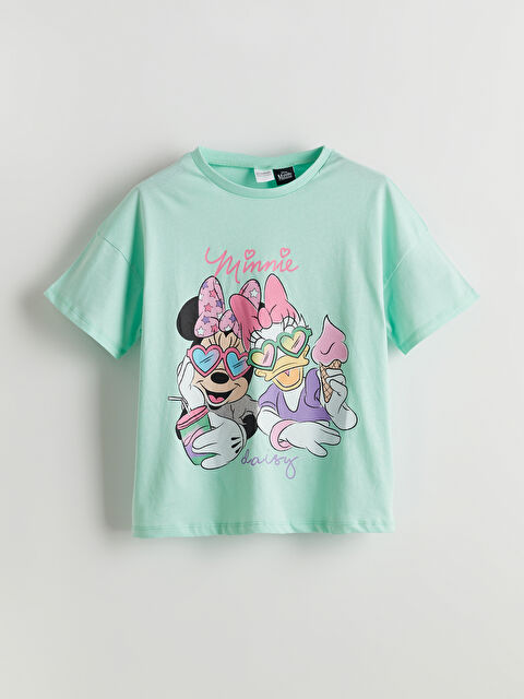 LCW Kids Bisiklet Yaka Minnie Mouse ve Daisy Duck Baskılı Kız Çocuk Pijama Üst - S5AP78Z4-FZB