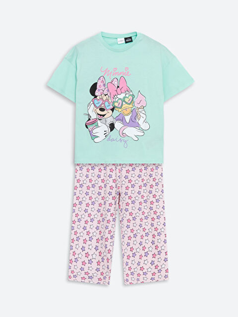 LCW Kids Bisiklet Yaka Minnie Mouse ve Daisy Duck Baskılı Kız Çocuk Pijama Takımı - S5AP80Z4-FZB