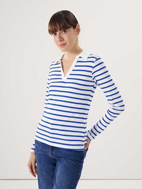 LCWAIKIKI Basic Polo Yaka Çizgili Kadın Body - S5AS96Z8-LGS