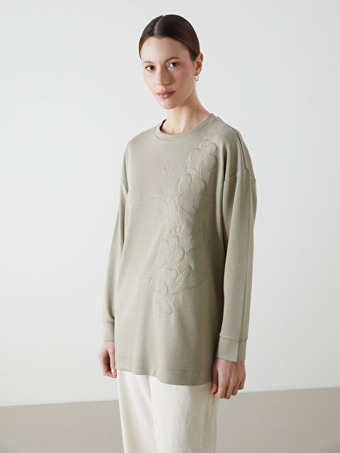 LCWAIKIKI Classic Bisiklet Yaka Nakışlı Kadın Tunik - S5AT19Z8-LXG