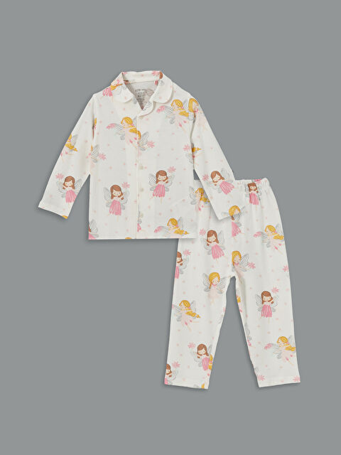 LCW baby Gömlek Yaka Baskılı Kız Bebek Pijama Takım - S5AT78Z1-LRA