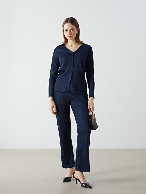 LCWAIKIKI Classic Beli Lastikli Dokulu Kadın Pantolon - S5AT99Z8-R4J