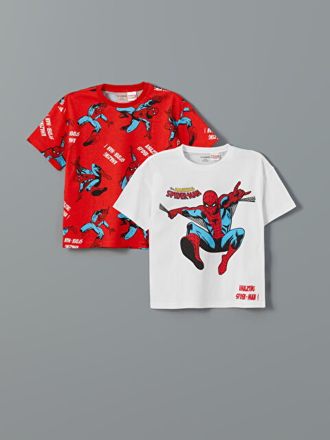 LCW Kids Spider-Man Baskılı Erkek Çocuk Tişört 2'li - S5AY29Z1-Q6K