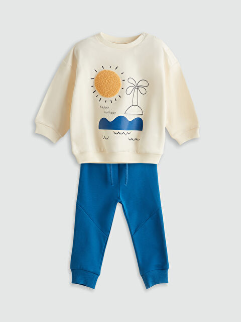 LCW baby Baskılı Erkek Bebek Sweatshirt ve Eşofman Alt 2'li - S5AY32Z1-YG7