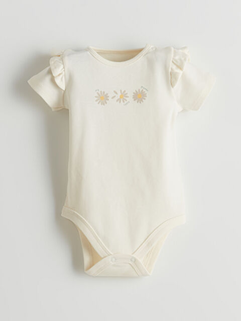 LCW baby Bisiklet Yaka Baskılı Kız Bebek Çıtçıtlı Bodysuit - S5AY56Z1-FDL