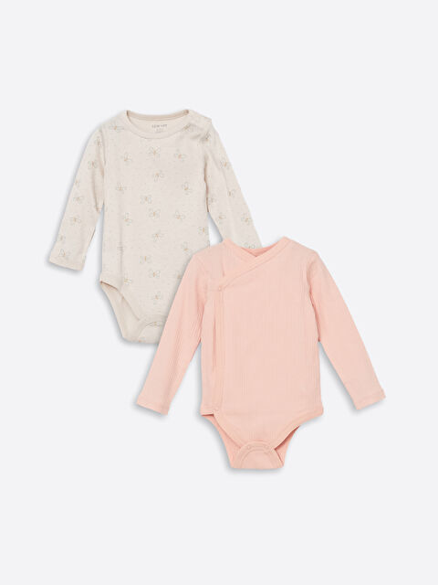 LCW baby Organik Pamuklu Kız Bebek Çıtçıtlı Bodysuit 2'li - S5AY65Z1-LRA
