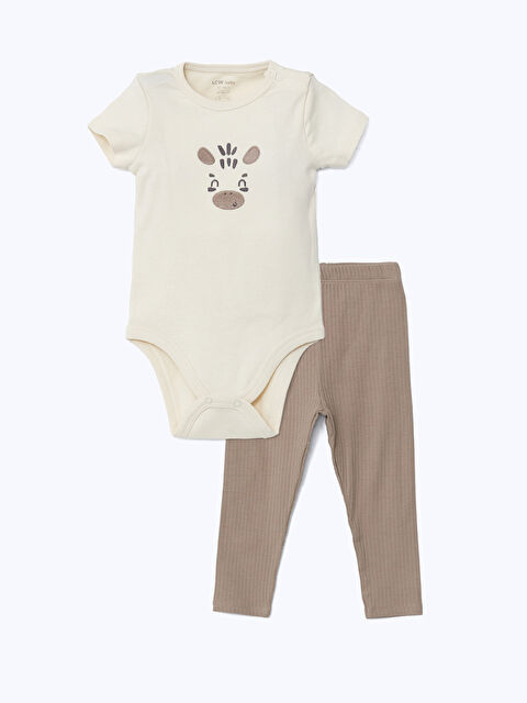 LCW baby Organik Kumaş Erkek Bebek Çıtçıtlı Body ve Tayt 2'li - S5BA01Z1-YGQ