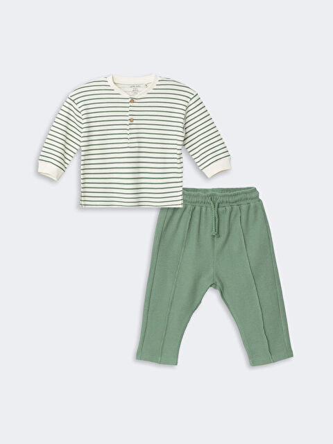 LCW baby Buttoned Baby Boys' Sweatshirt and Trousers 2 Pack - S5BA53Z1-LFC