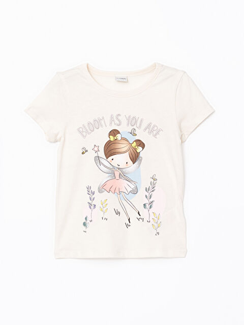 LCW Kids Bisiklet Yaka Baskılı Kız Çocuk Pijama Üst - S5BC32Z1-FDW