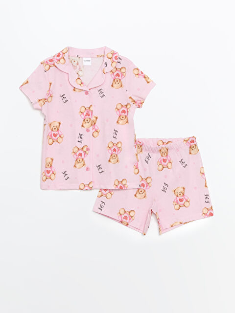 LCW Kids Collared Neck Girls' Shortie Pyjama Set - S5BC40Z1-LSZ