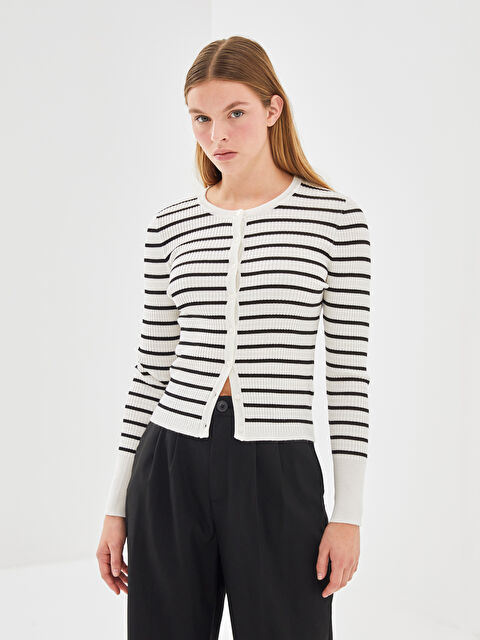 LCW Vision Әйелдерге арналған дөңгелек жағалы кардиган - S5BD41Z8-R9J